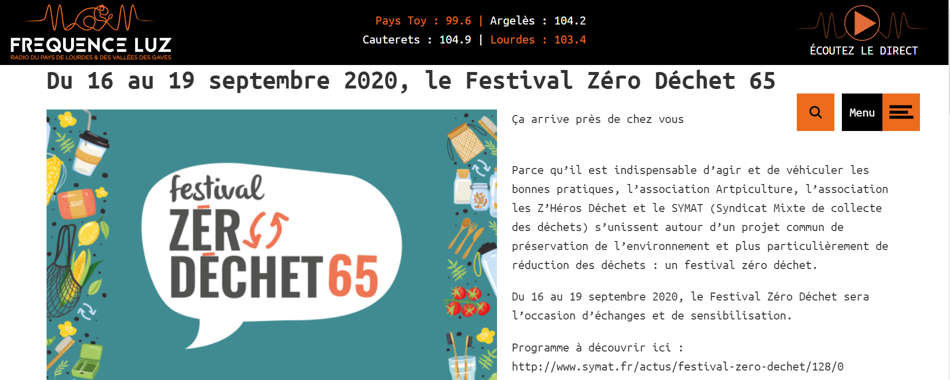 Le Festival Zéro-Déchet 65 à la radio !